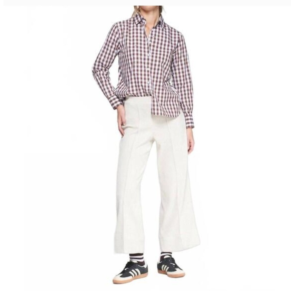 Vilagallo NWT Carole White Knit Trousers Front Pleat Pants Pull‎ On- Size S